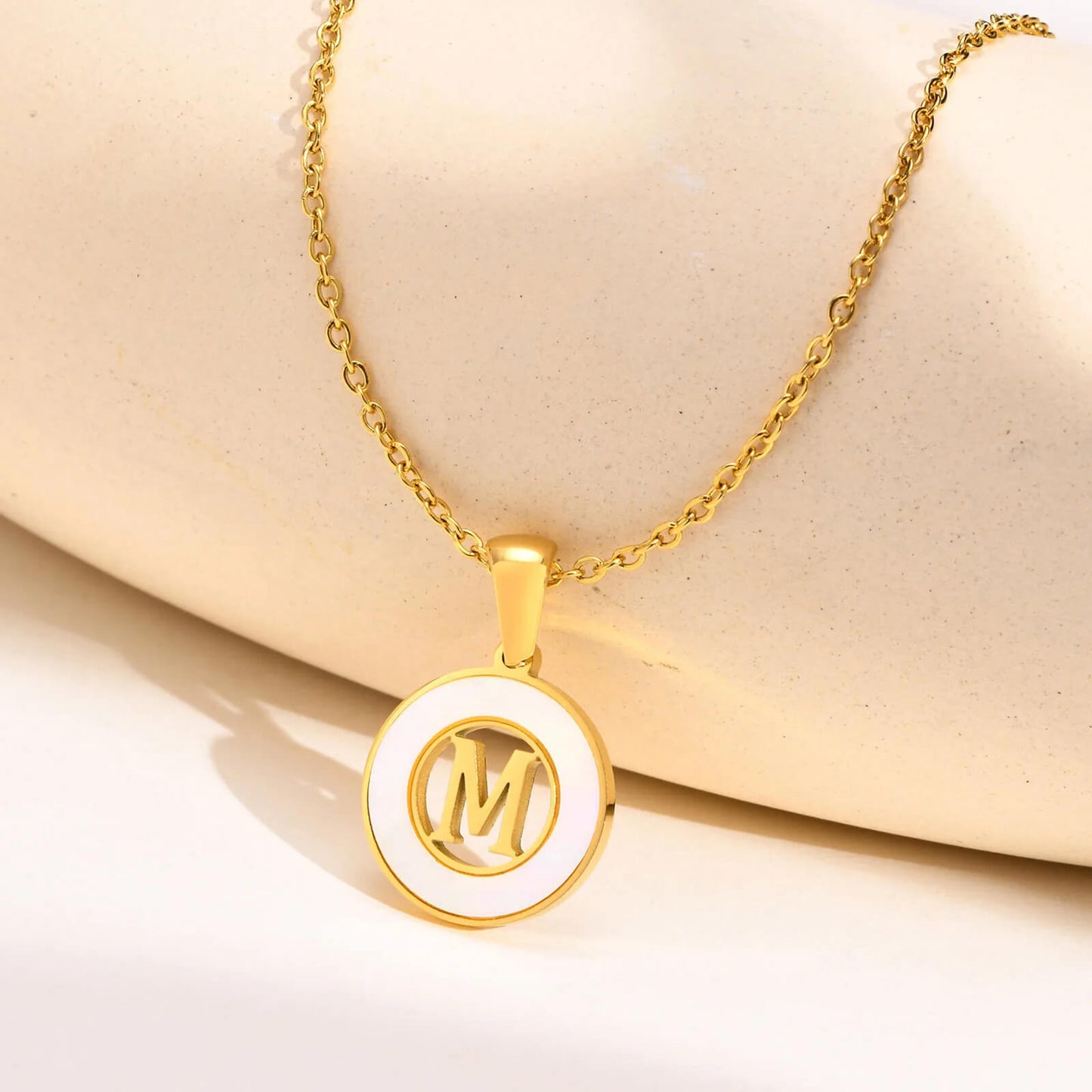 Ash Initial Pendant Necklace 18k Gold Plated M
