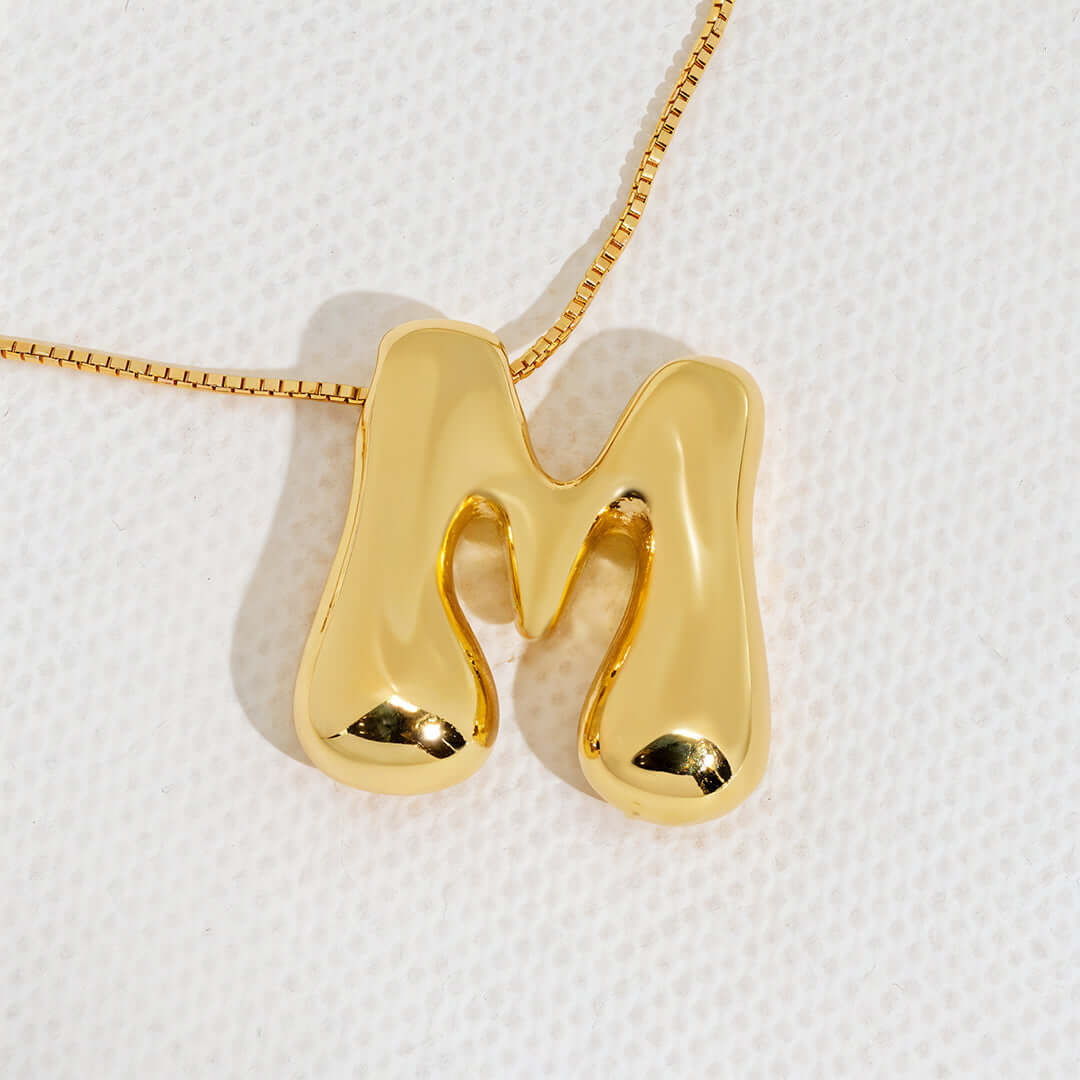Yumi Bubble Initial Necklace 18k Gold Plated M
