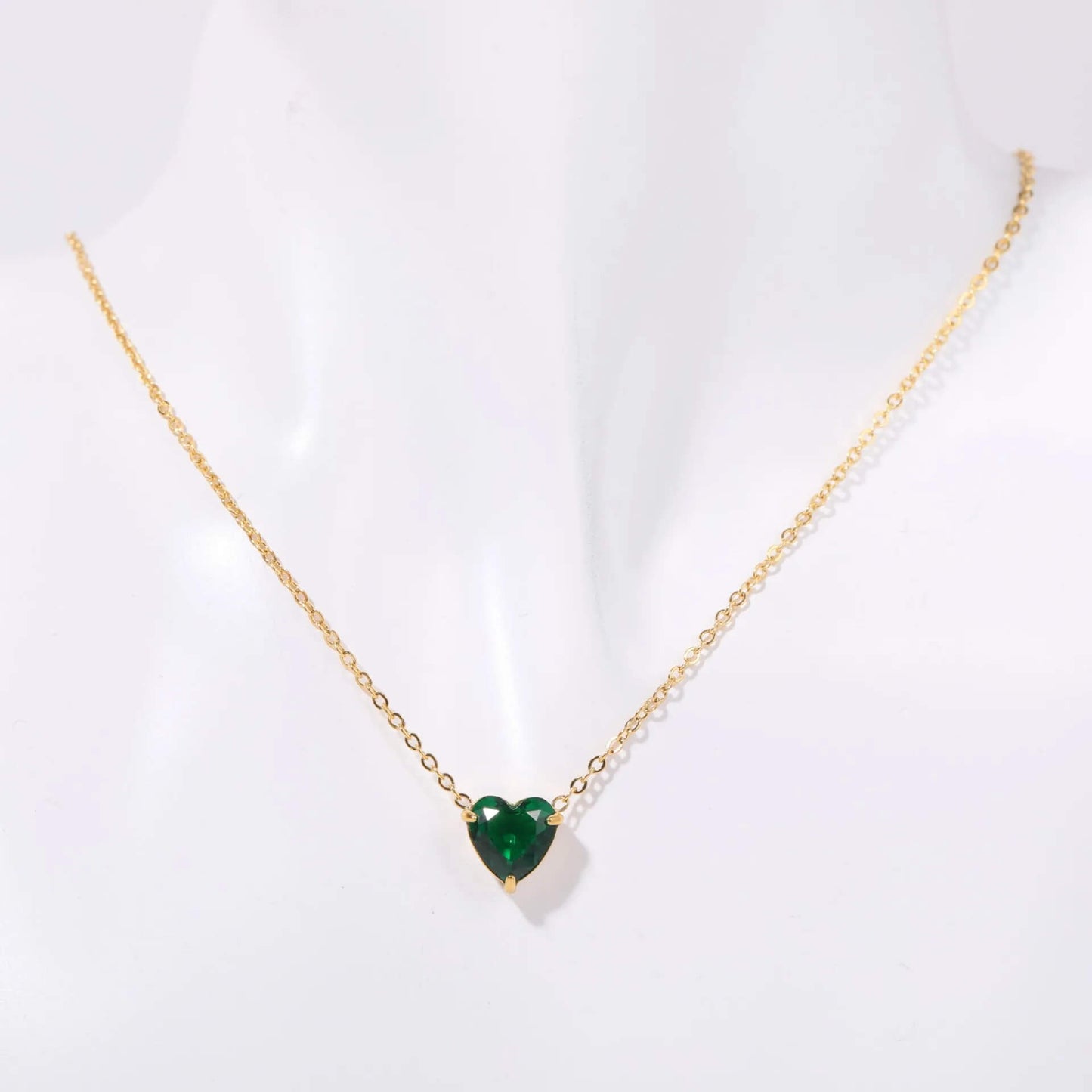 Birthstone Heart Necklace Gold May
