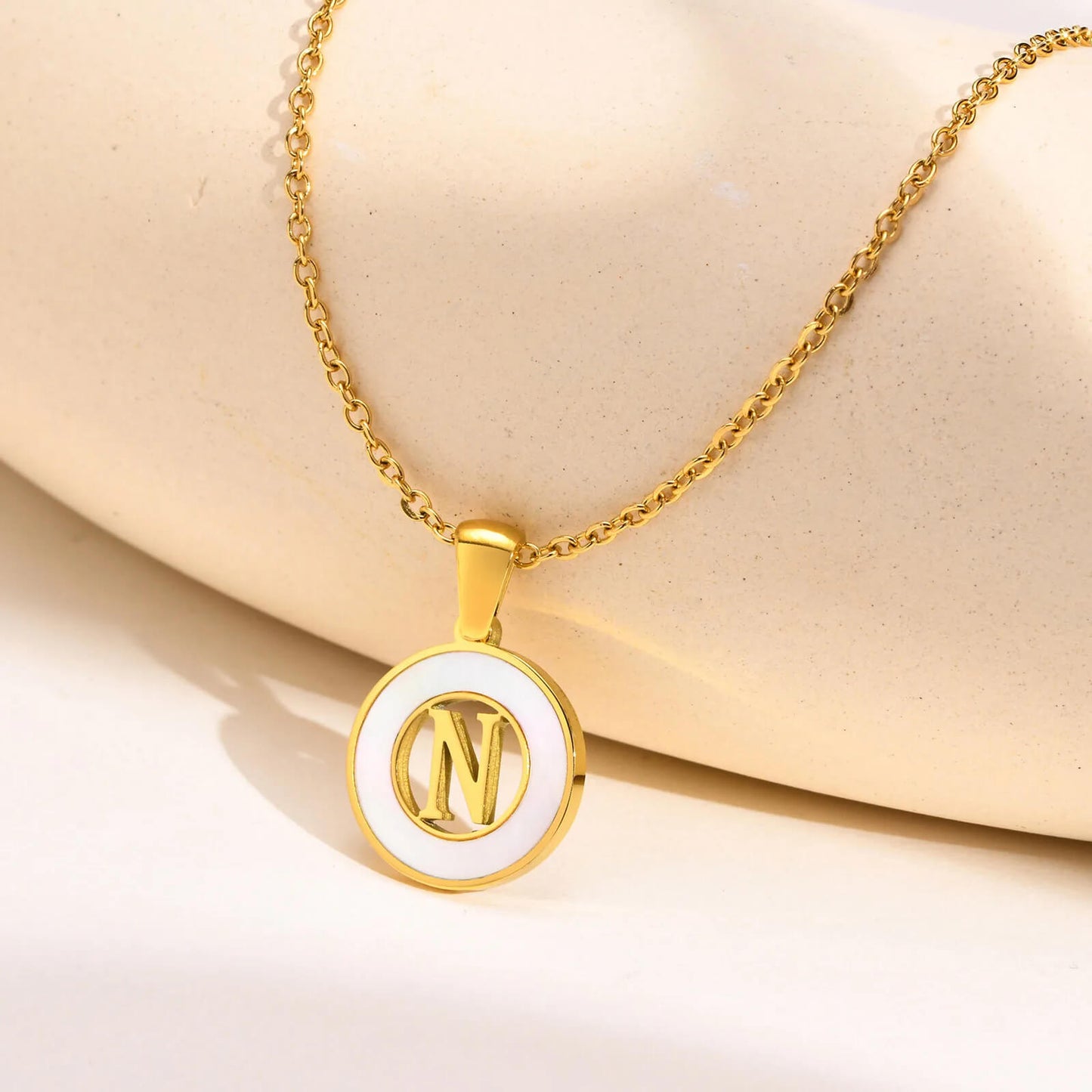Ash Initial Pendant Necklace 18k Gold Plated N