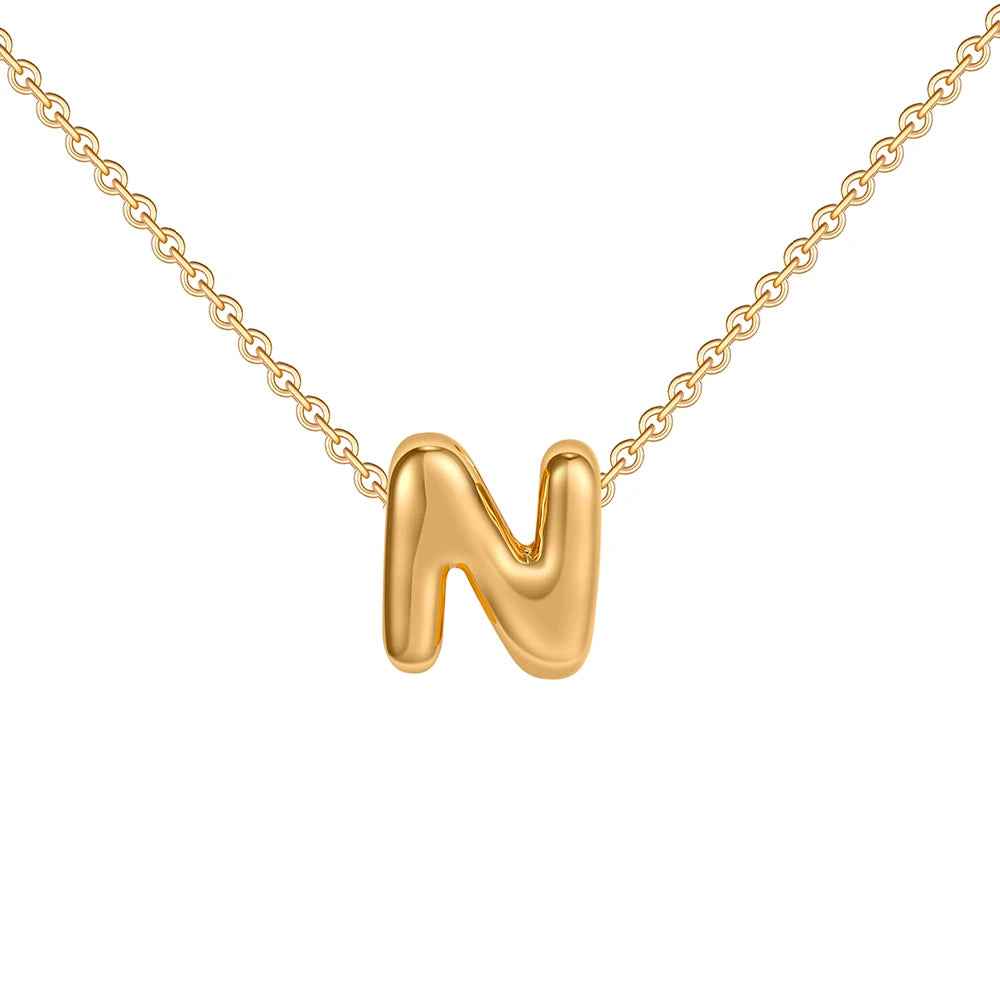 Dainty Mini Bubble Letter Necklace 18k Gold Plated N