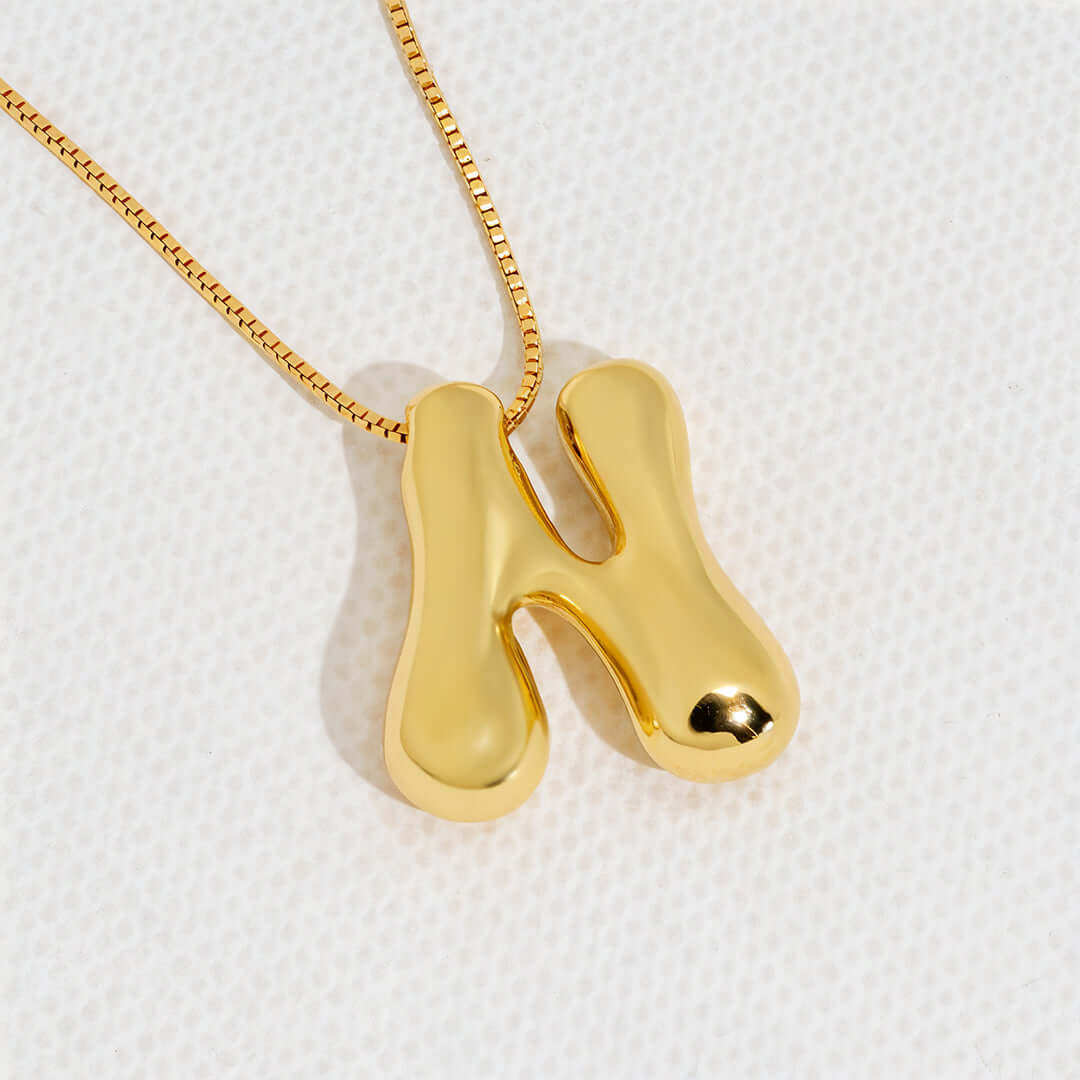Yumi Bubble Initial Necklace 18k Gold Plated N