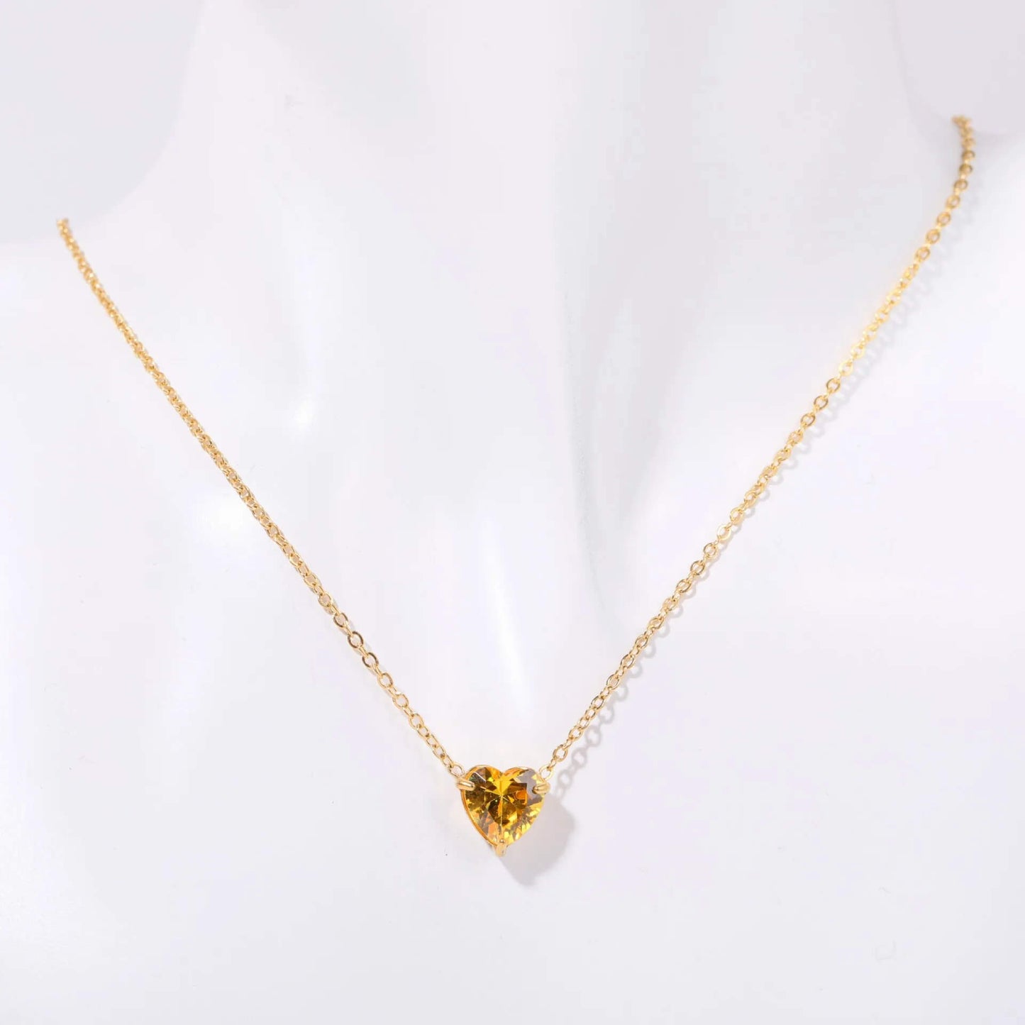 Birthstone Heart Necklace Gold November