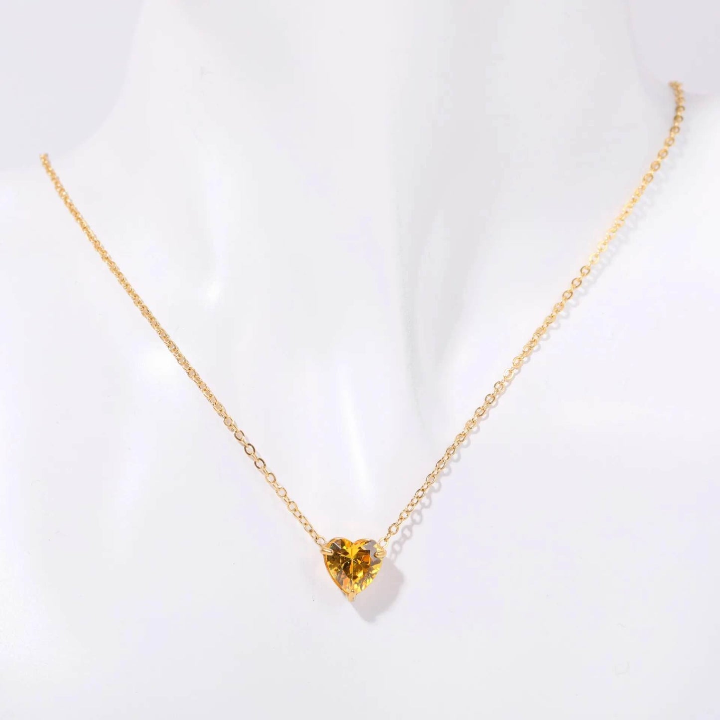Birthstone Heart Necklace - RIYOVA Jewelry