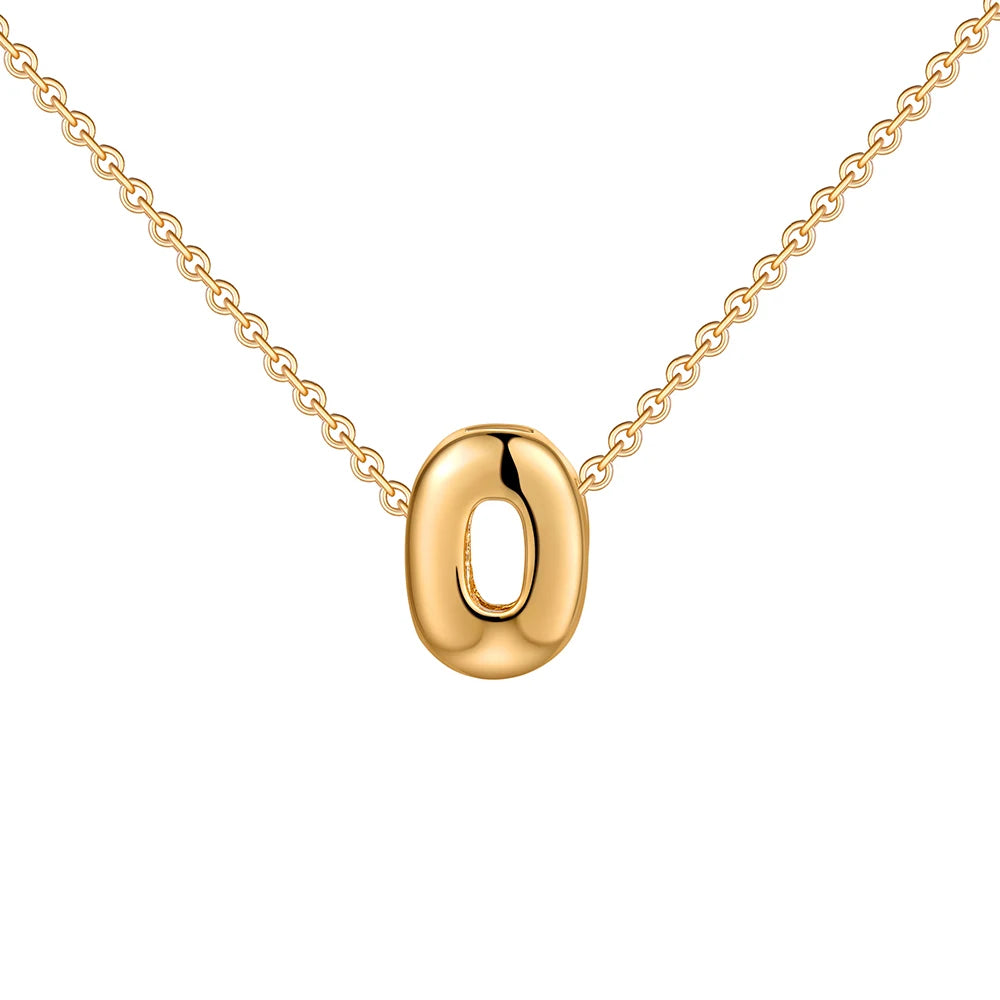 Dainty Mini Bubble Letter Necklace 18k Gold Plated O