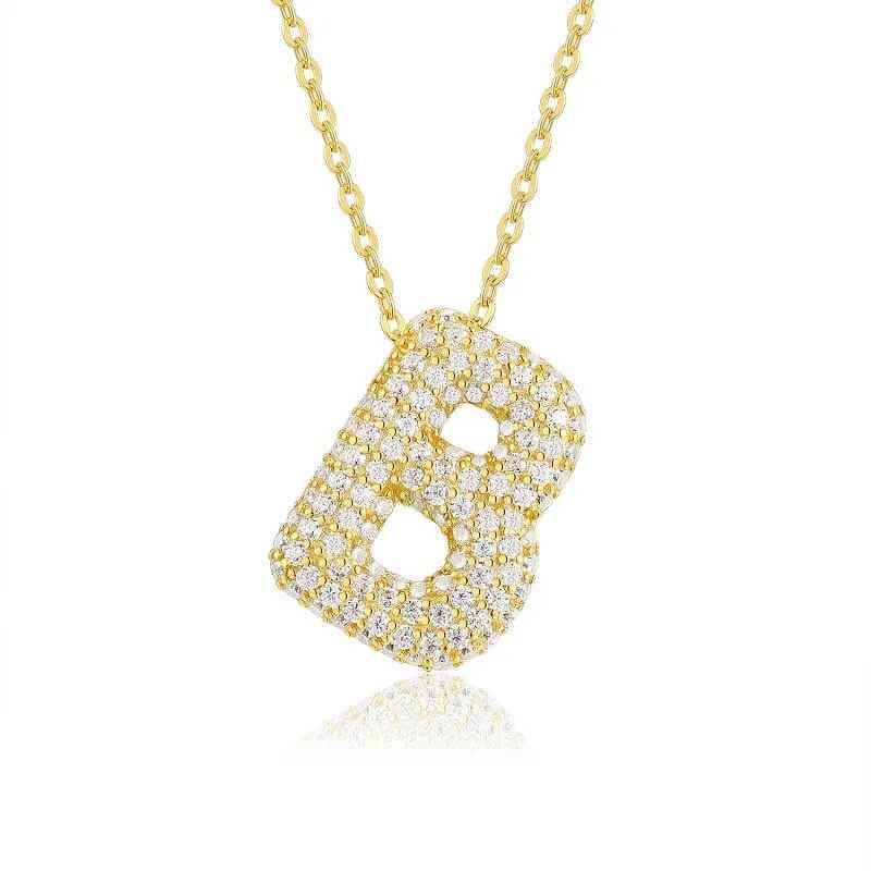 Moissanite Initial Charm Necklace - RIYOVA Jewelry