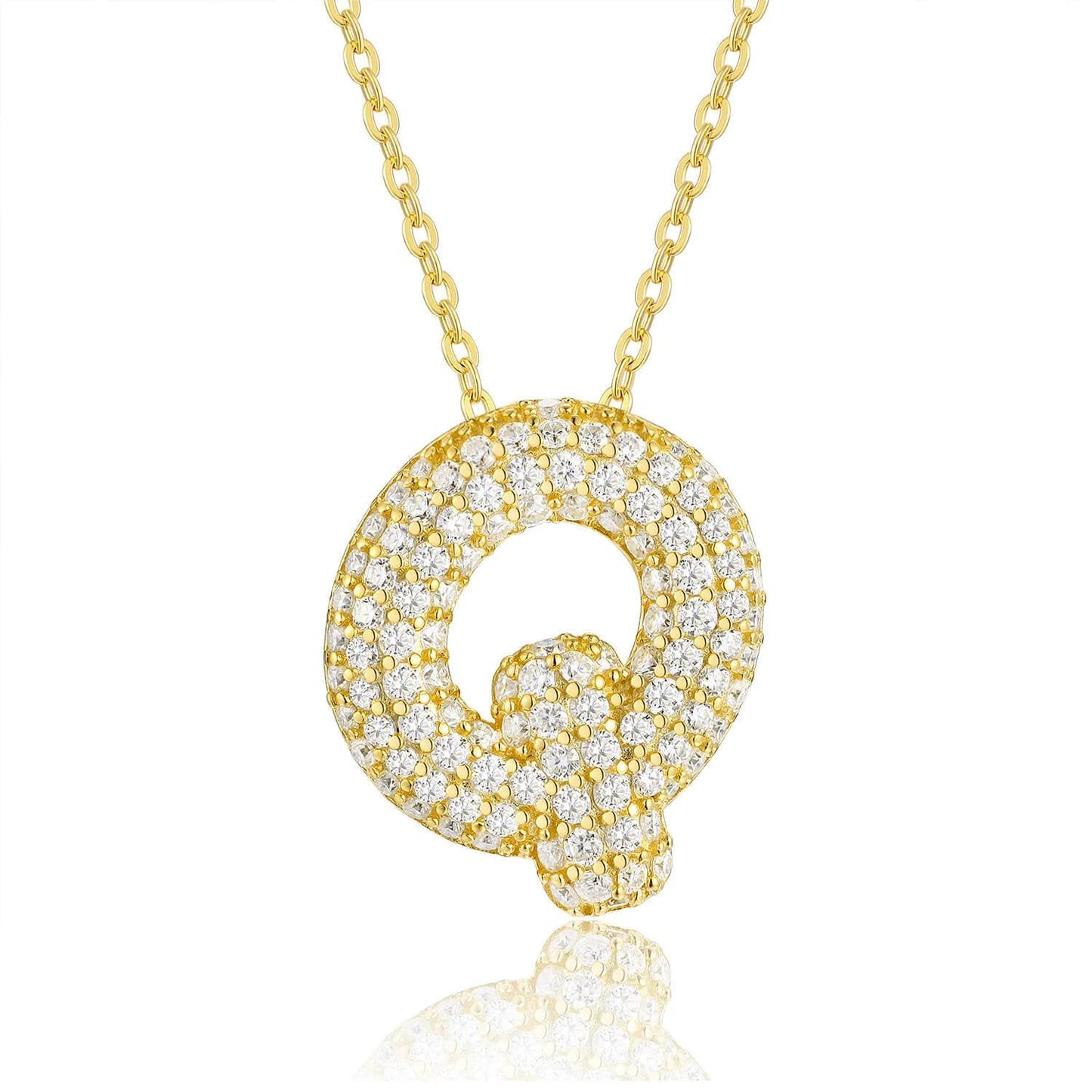 Moissanite Initial Charm Necklace - RIYOVA Jewelry