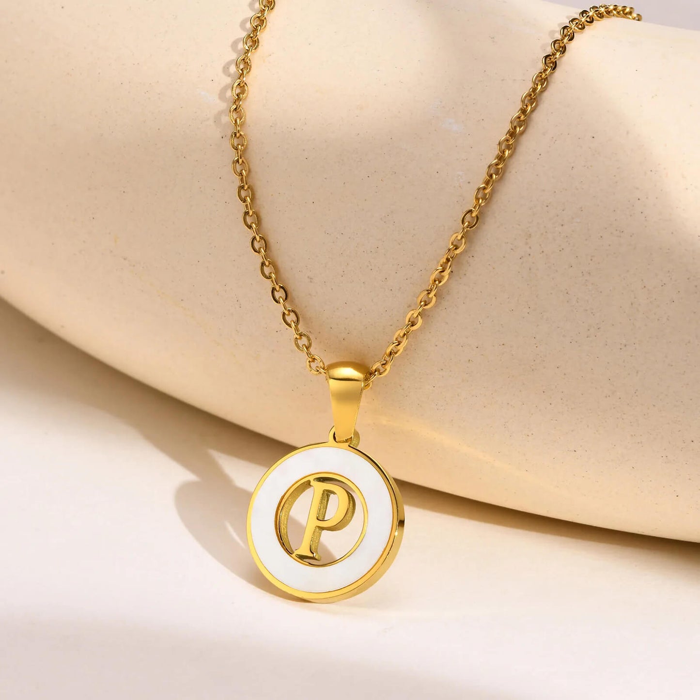 Ash Initial Pendant Necklace 18k Gold Plated P