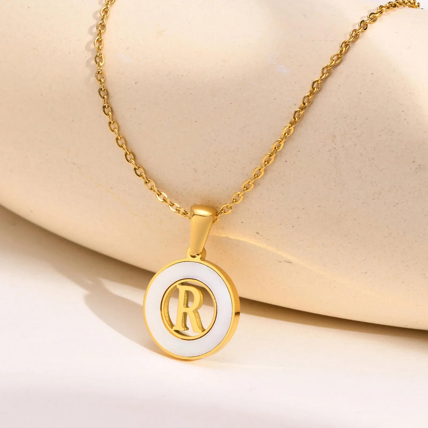 Ash Initial Pendant Necklace 18k Gold Plated R
