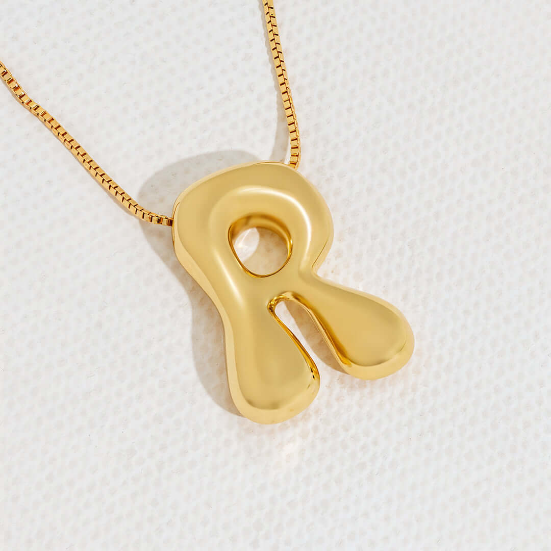 Yumi Bubble Initial Necklace 18k Gold Plated R