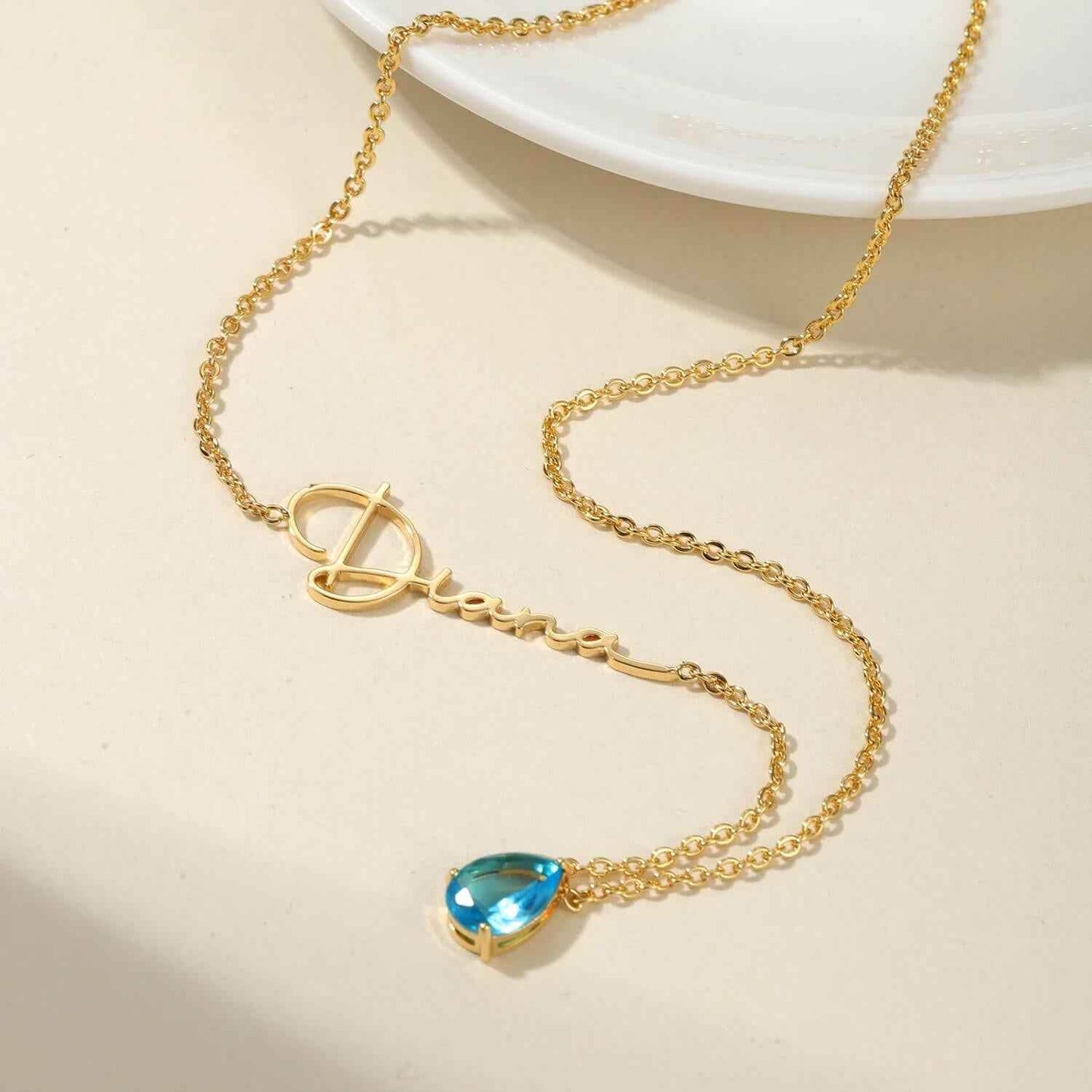 Custom Alexandrite Birthstone Name Necklace - RIYOVA Jewelry