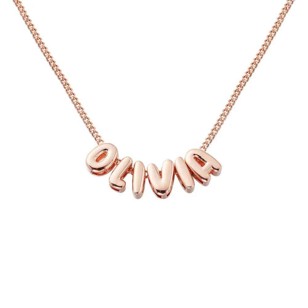 Custom Bubble Letter Name Necklace - RIYOVA Jewelry