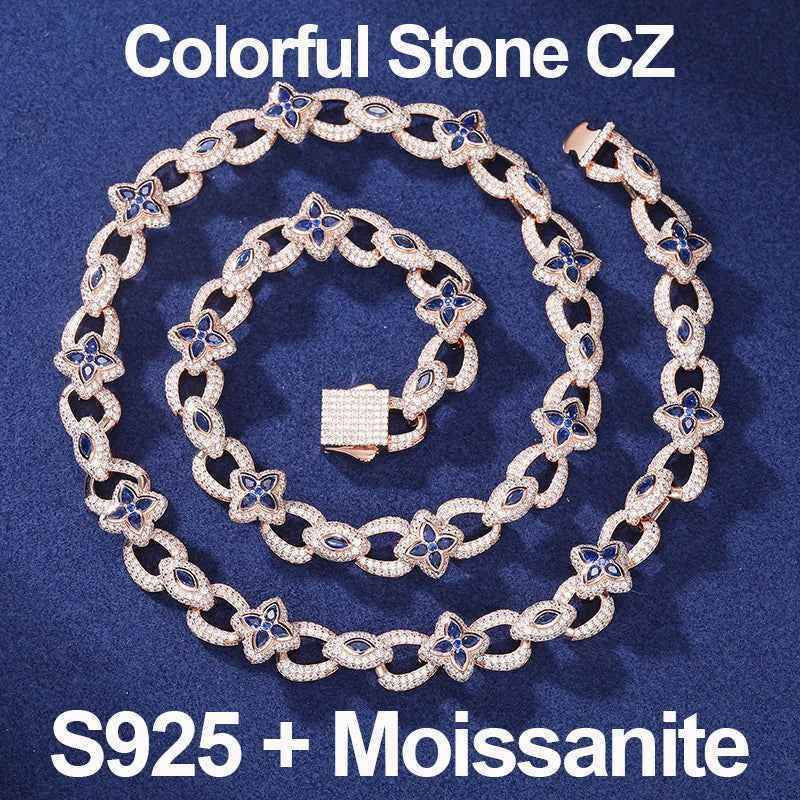 925 Iced Out Flower Eye Cuban Link Necklace – CZ Edition - RIYOVA Jewelry