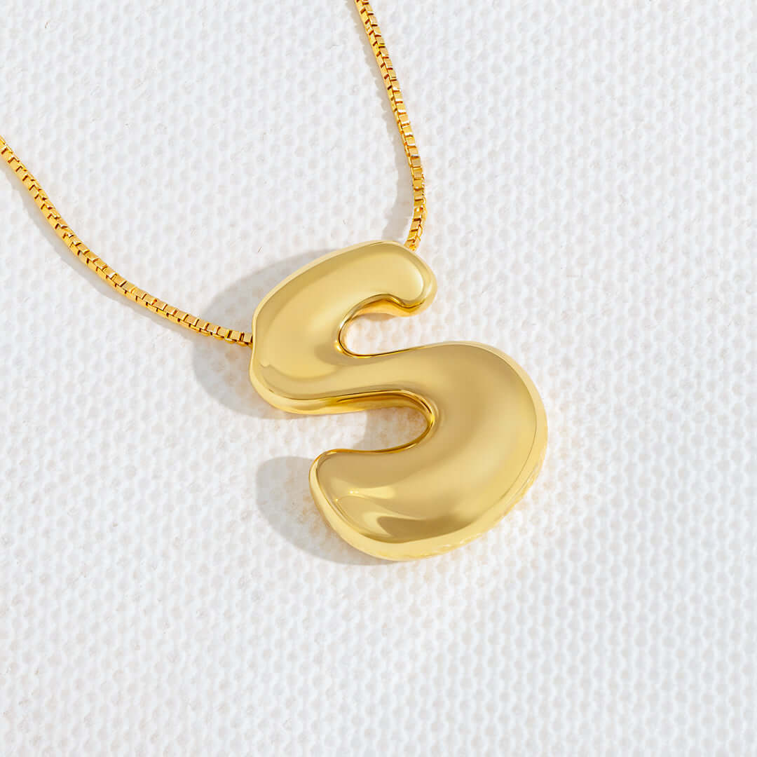 Yumi Bubble Initial Necklace 18k Gold Plated S