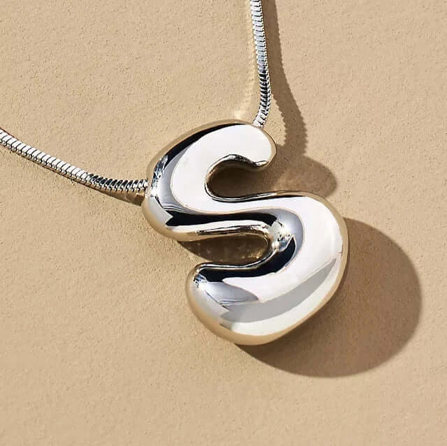 Yumi Bubble Initial Necklace Silver Plated S