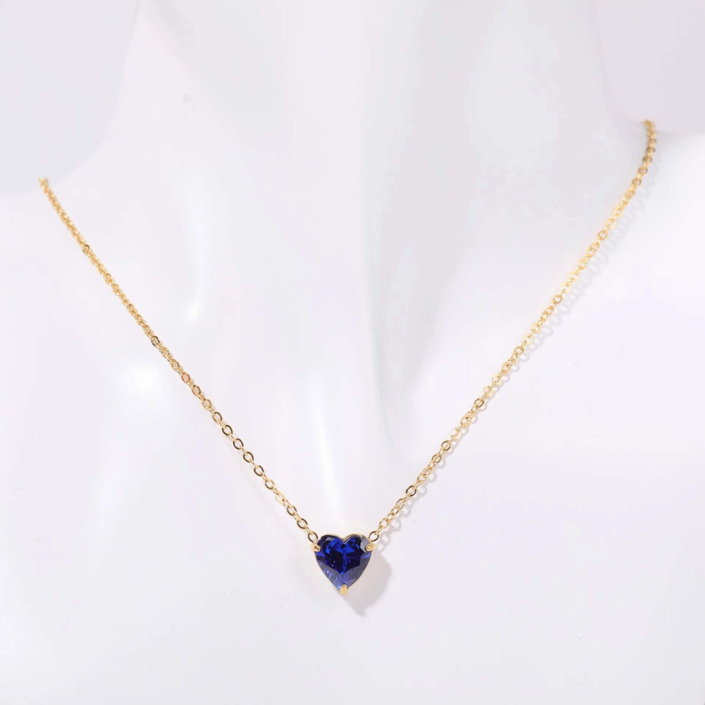 Birthstone Heart Necklace Gold September