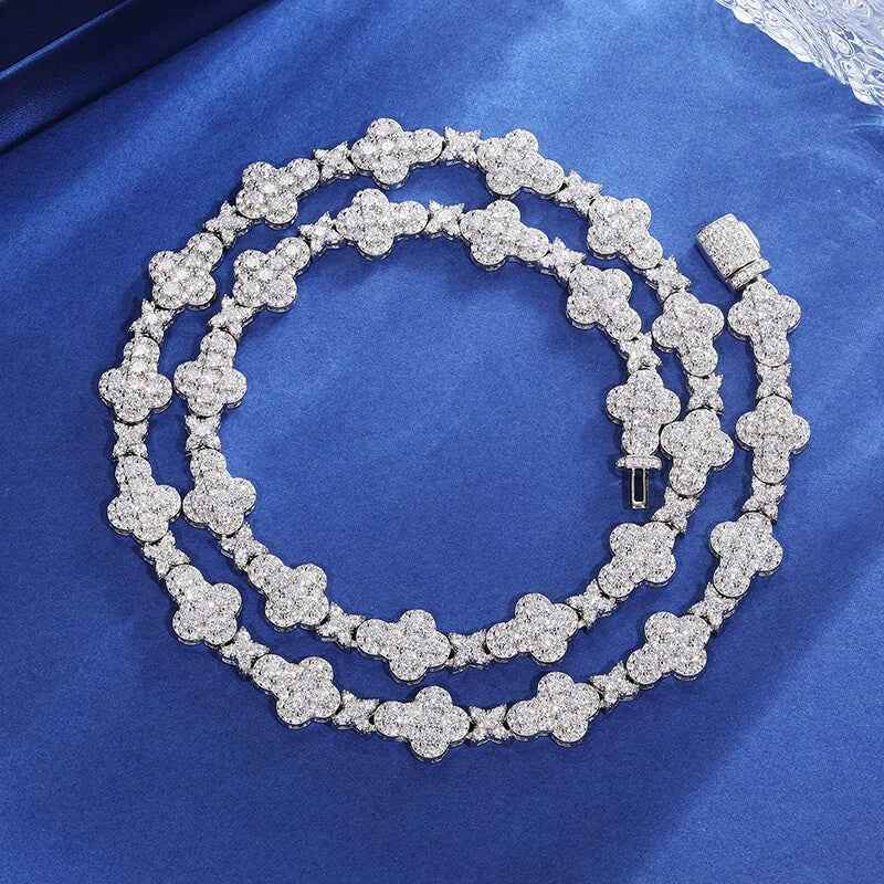 925 Iced Out Cross Star Tennis Chain – Moissanite Edition - RIYOVA Jewelry