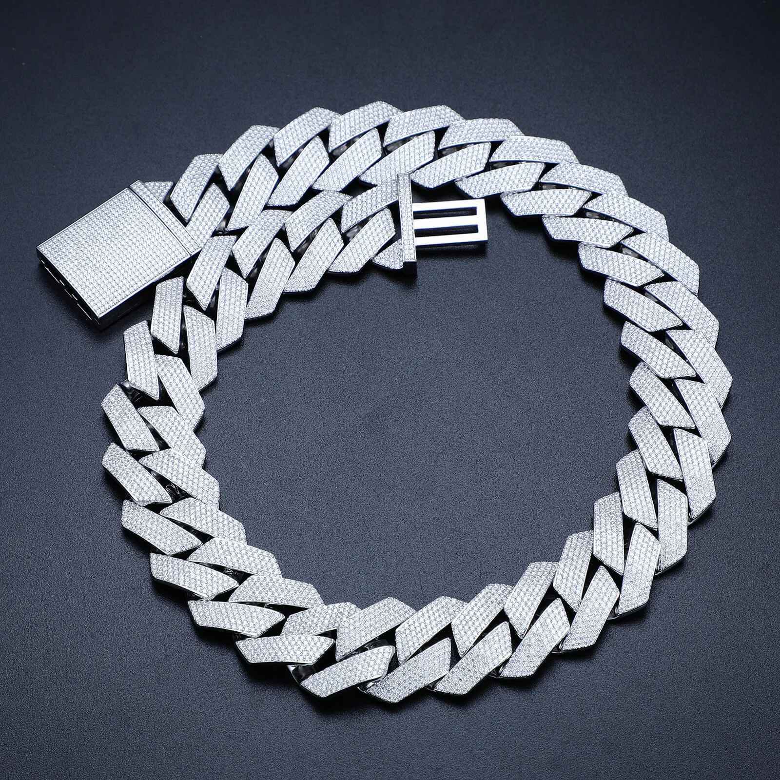 925 Iced Out Heavy Rhombus Cuban Link Necklace – Moissanite Edition - RIYOVA Jewelry