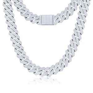 925 Iced Out Heavy Rhombus Cuban Link Necklace – Moissanite Edition - RIYOVA Jewelry