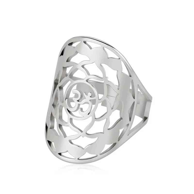 Infinity Om Ring Silver Resizable