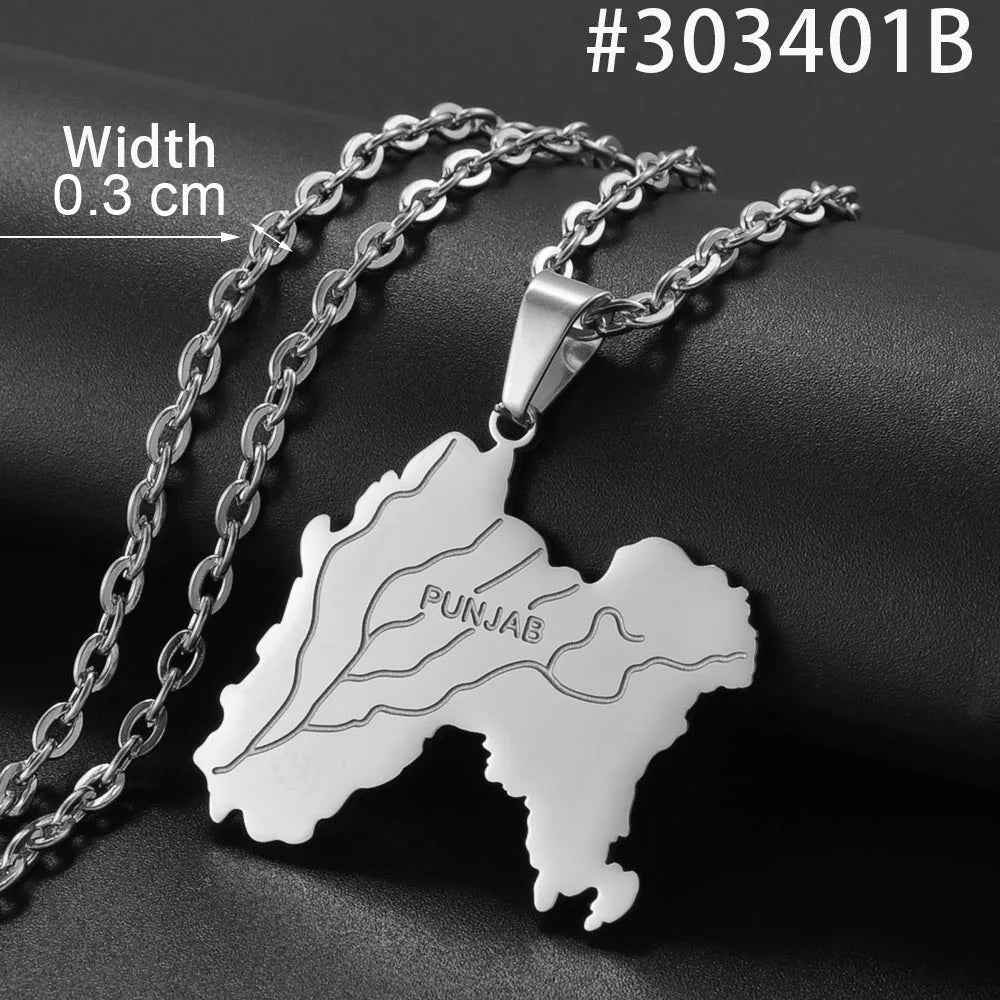 Historic Punjab Map Necklace – Pre-1947 Edition - RIYOVA Jewelry
