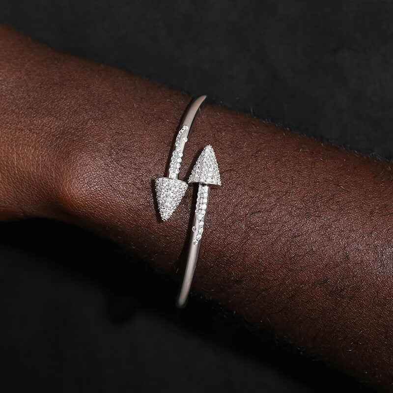 925 Iced Out Arrow Cuff Bracelet - RIYOVA Jewelry