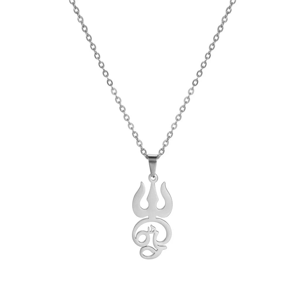 Tamil Om Trident Shiva Necklace - RIYOVA Jewelry