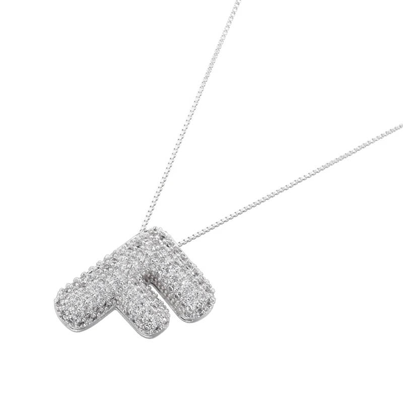 Infinity Puff Letter Necklace Silver Plated F