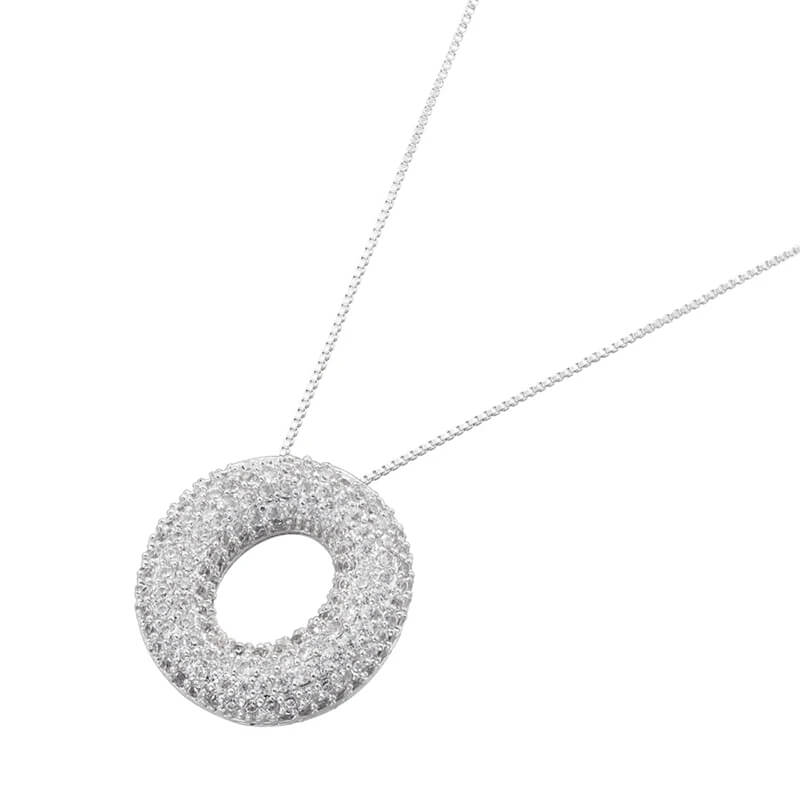 Infinity Puff Letter Necklace Silver Plated O
