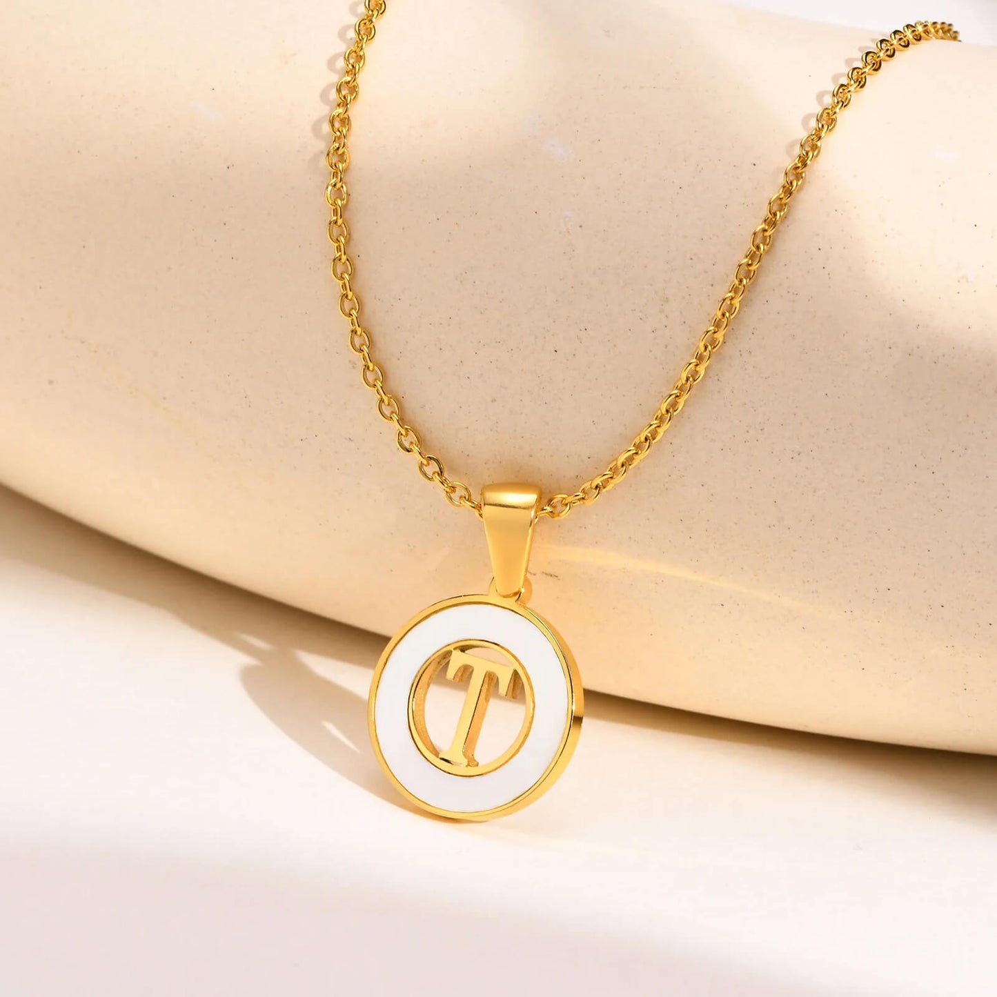 Ash Initial Pendant Necklace 18k Gold Plated T