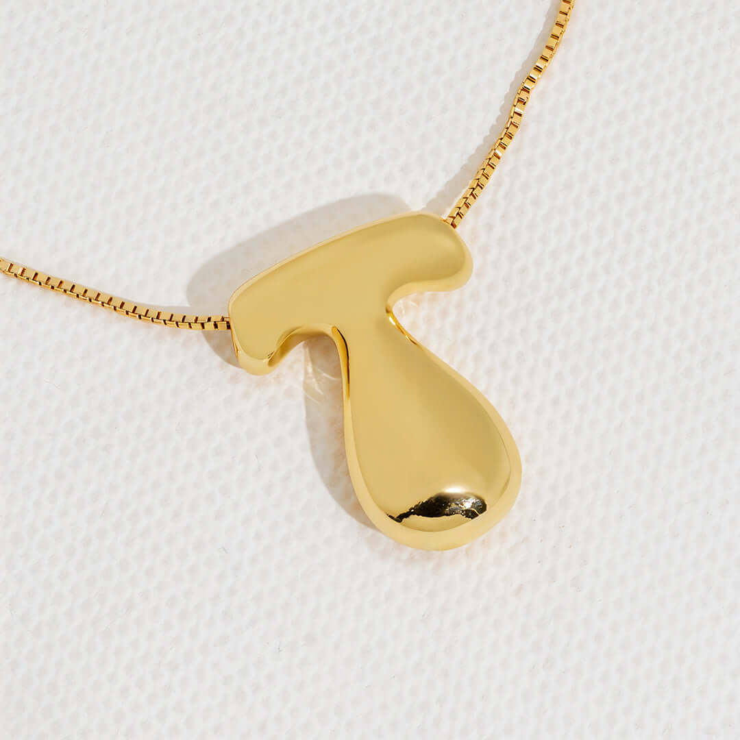 Yumi Bubble Initial Necklace 18k Gold Plated T