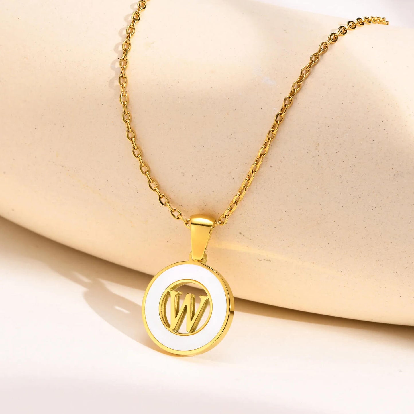 Ash Initial Pendant Necklace 18k Gold Plated W