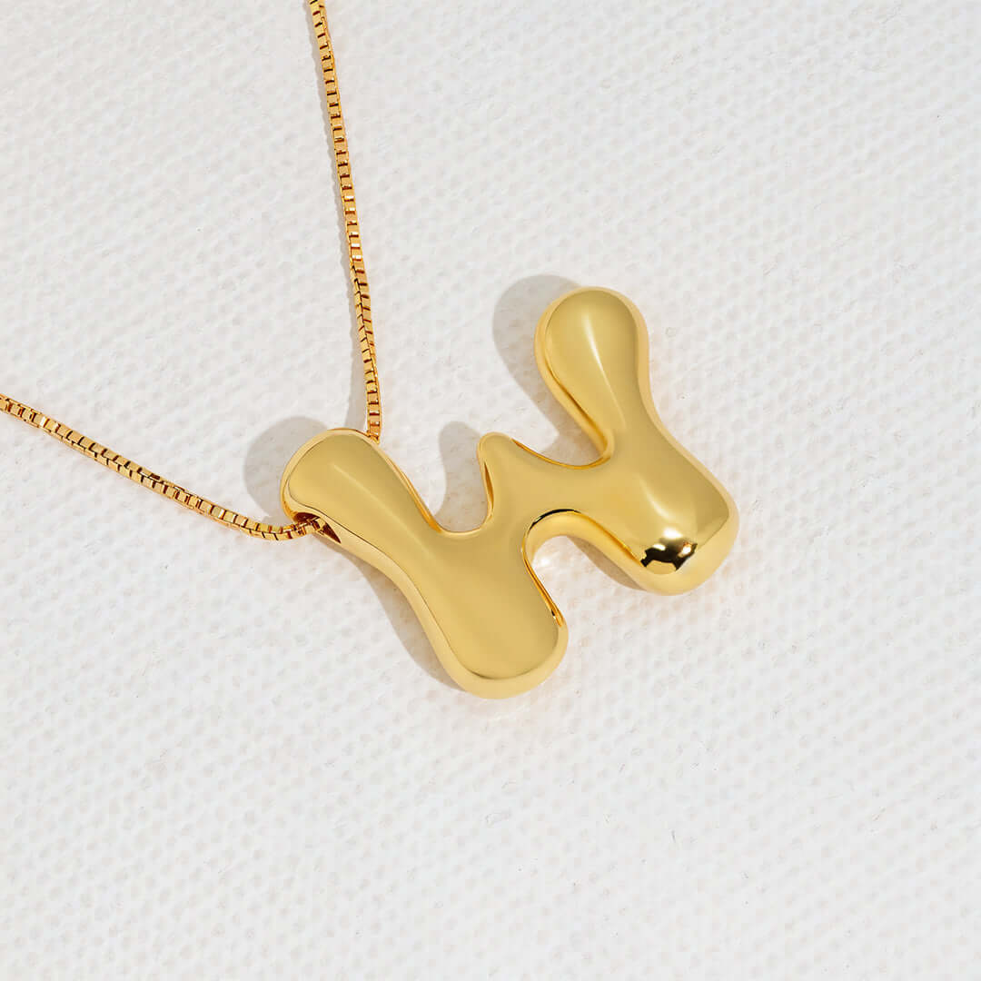 Yumi Bubble Initial Necklace 18k Gold Plated W