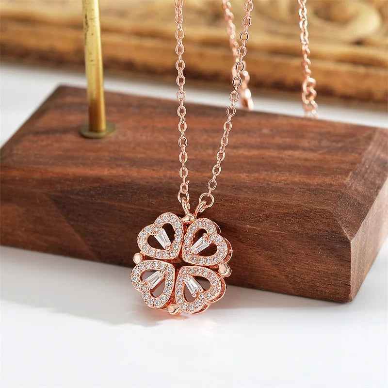 RIYOVA Eternal Rose Box with leaf Grass Heart Necklace - RIYOVA Jewelry