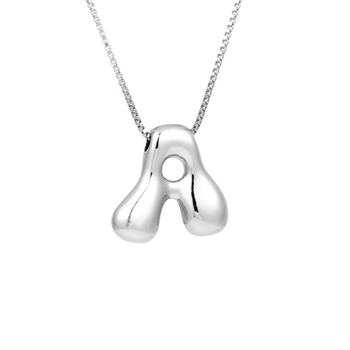 Yumi Bubble Initial Necklace Silver Plated A
