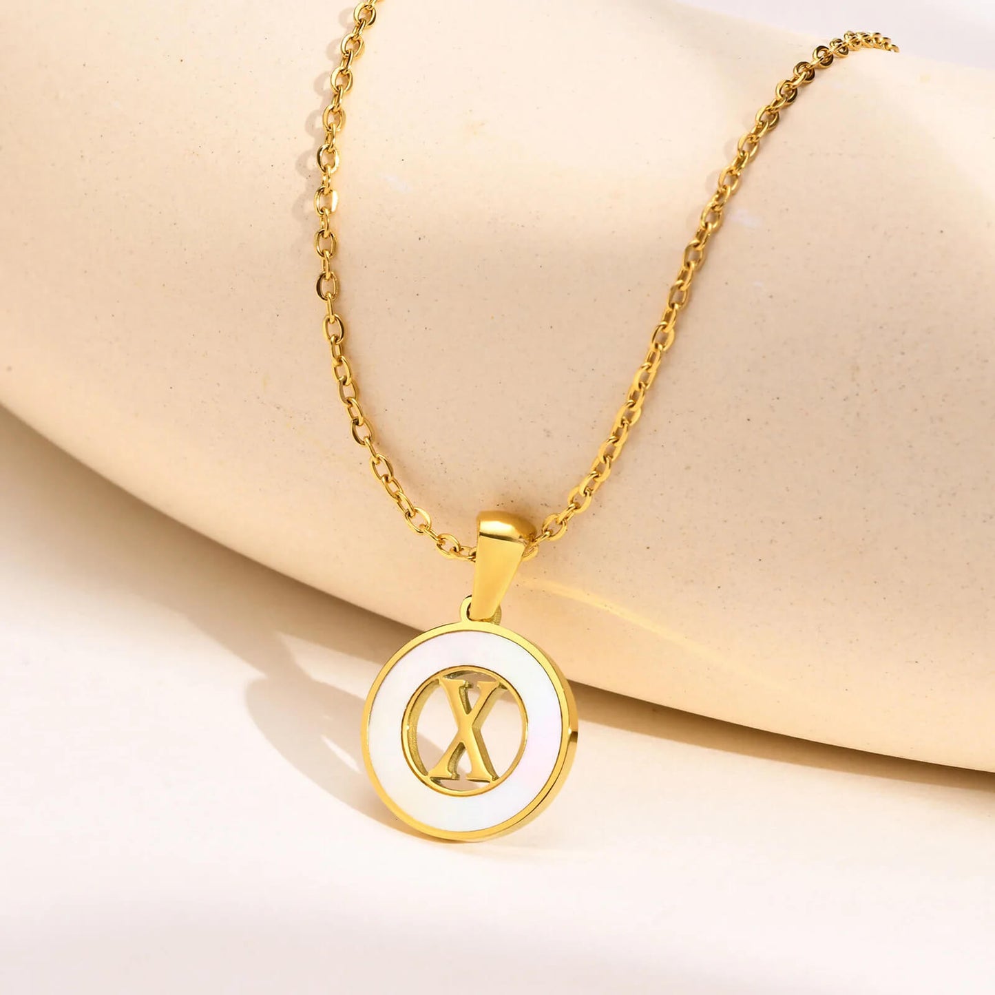 Ash Initial Pendant Necklace 18k Gold Plated X