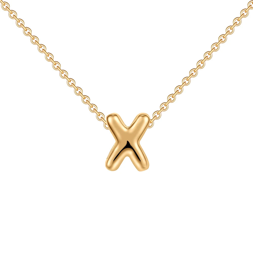 Dainty Mini Bubble Letter Necklace 18k Gold Plated X