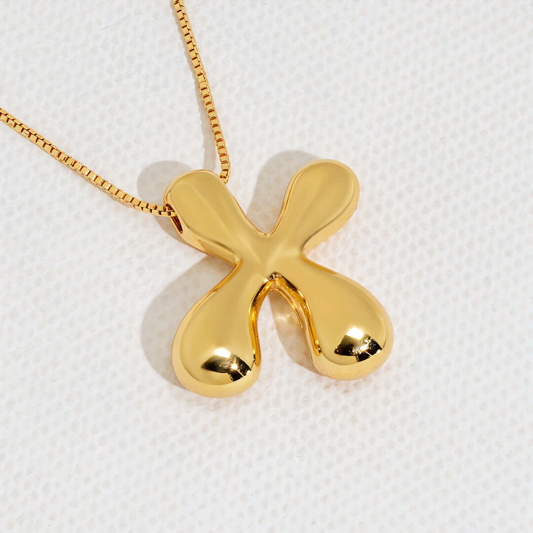 Yumi Bubble Initial Necklace 18k Gold Plated X