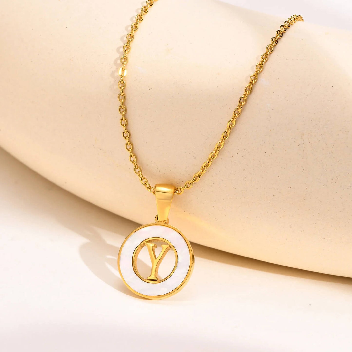Ash Initial Pendant Necklace 18k Gold Plated Y