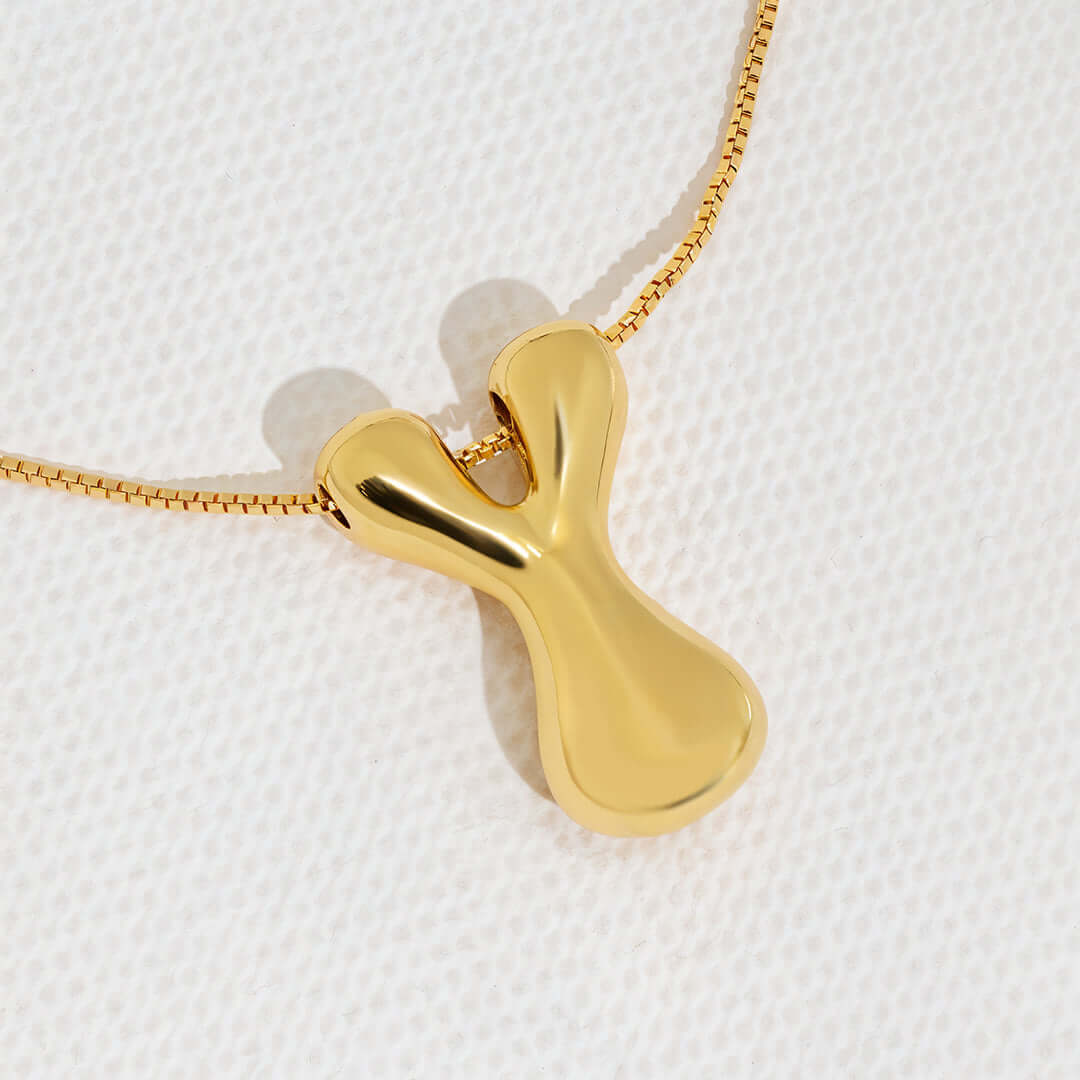 Yumi Bubble Initial Necklace 18k Gold Plated Y