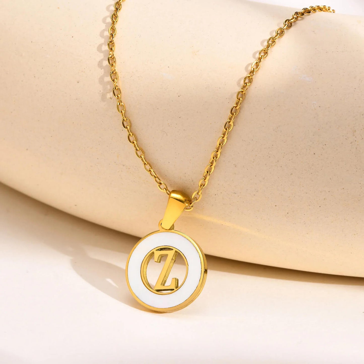 Ash Initial Pendant Necklace 18k Gold Plated Z