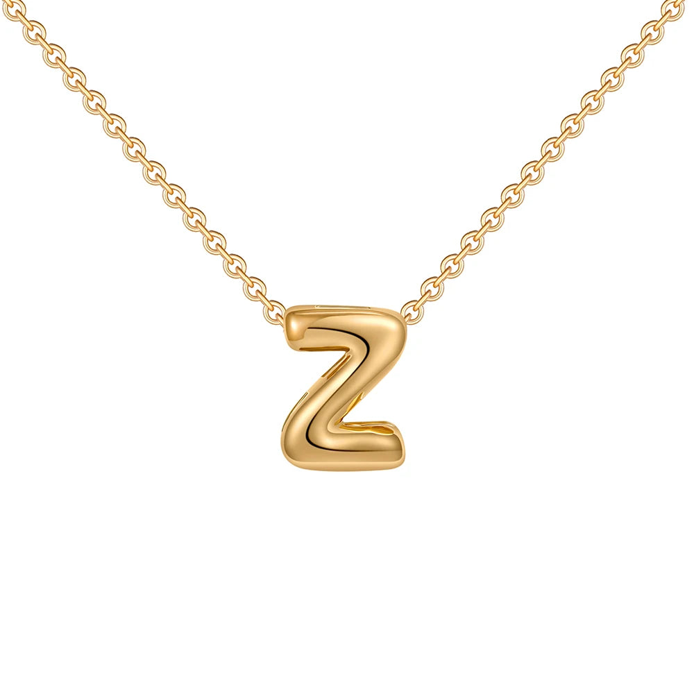 Dainty Mini Bubble Letter Necklace 18k Gold Plated Z