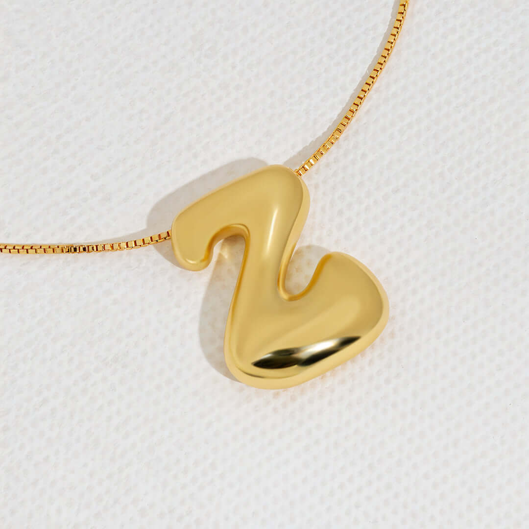 Yumi Bubble Initial Necklace 18k Gold Plated Z