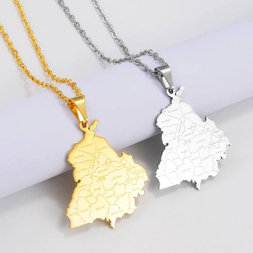 Punjab Map Pendant Necklace