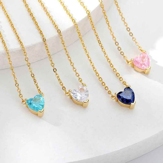 Birthstone Heart Necklace - RIYOVA Jewelry