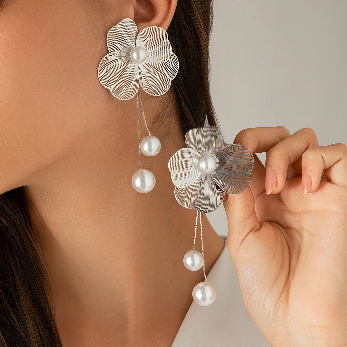 Flower Petal Pearl Earrings