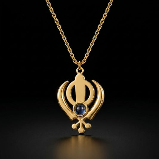 3D Khanda Punjabi Projection Necklace RIYOVA