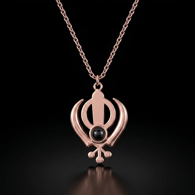 3D Khanda Punjabi Projection Necklace RIYOVA