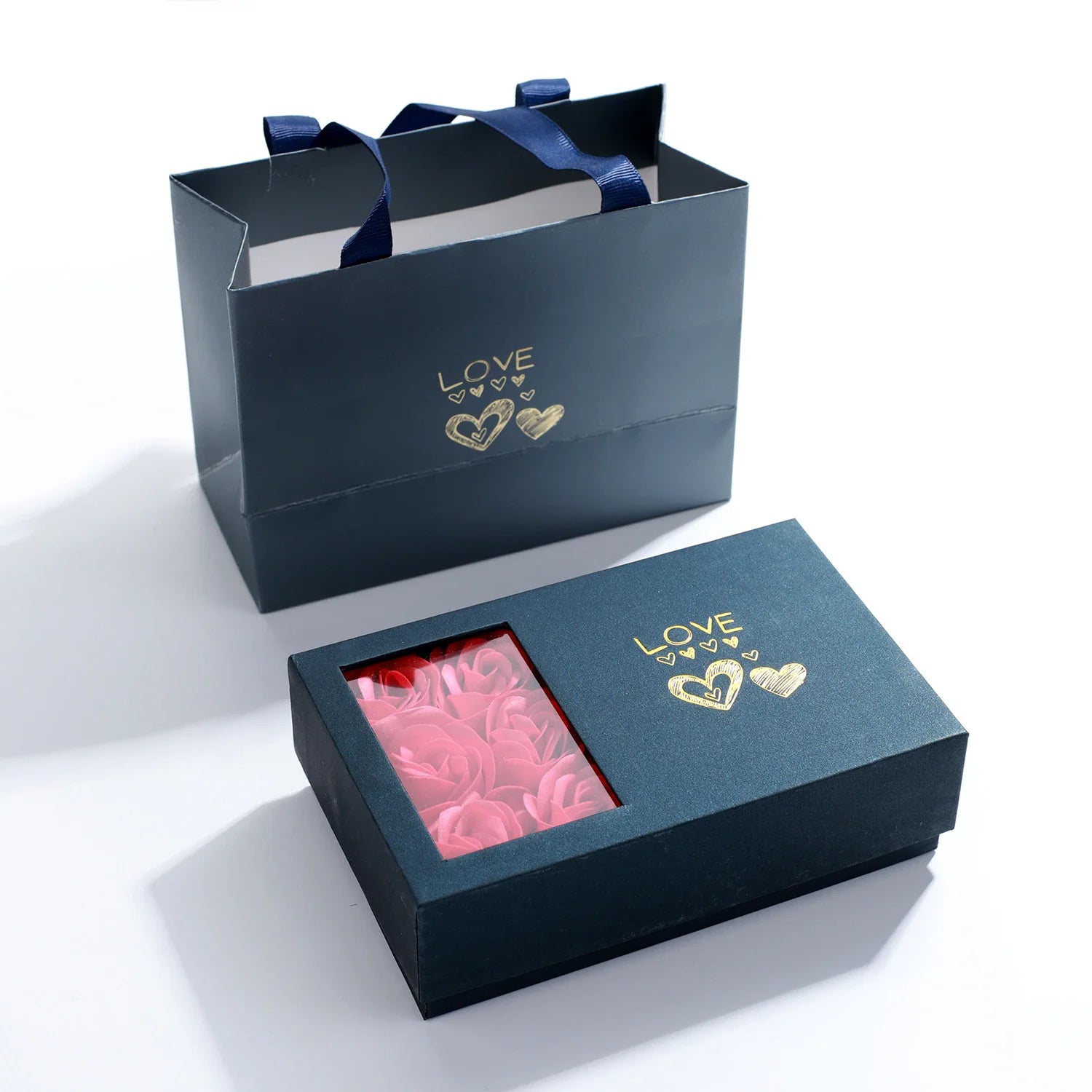 RIYOVA Eternal Rose Box with leaf Grass Heart Necklace