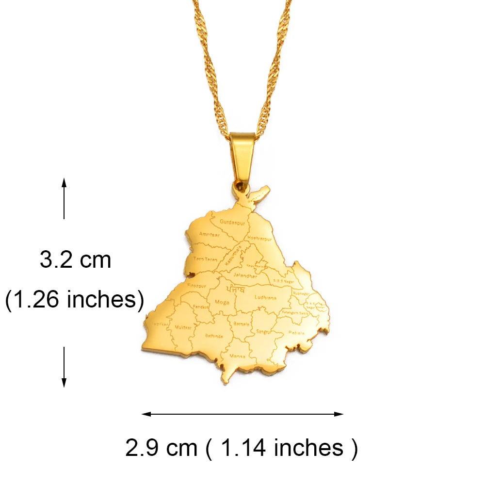 Punjab Map Pendant Necklace